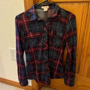 Passport Women's Button Plaid Shirt, Small, Red/Blue/Black